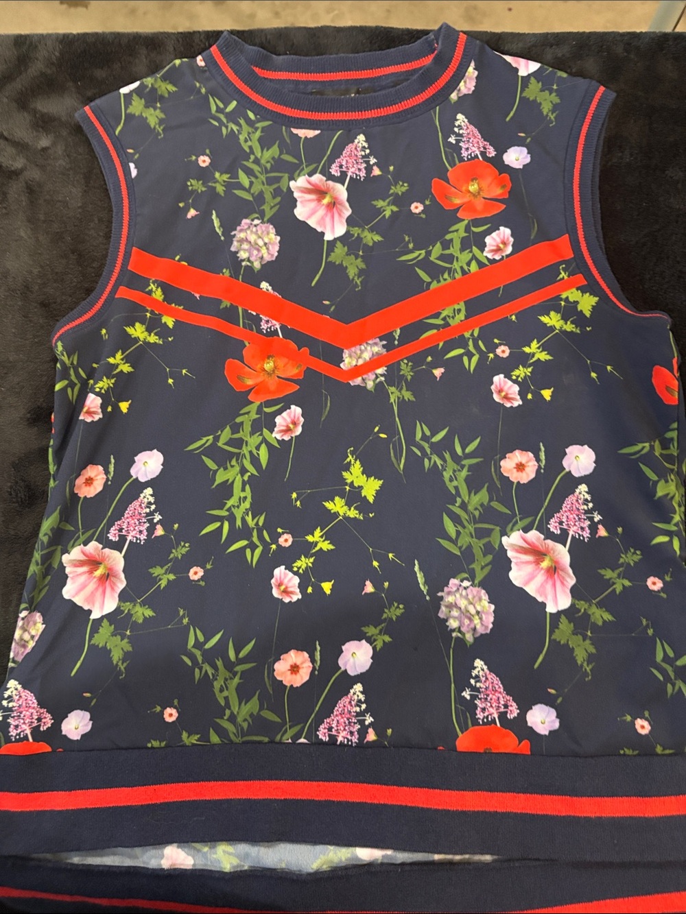 Ted Baker Navy Top with Red Stripe Trim